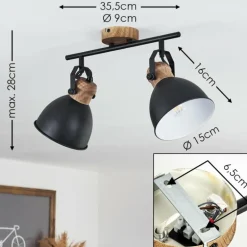 Plafonnier Banjul Noir, 2 lumières