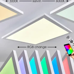 Plafonnier Bankura LED Blanc, 1 lumière, Télécommandes, Changeur de couleurs
