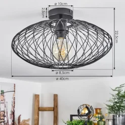 Plafonnier Banleou Noir, 1 lumière