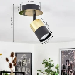 Plafonnier Barasat Laiton, Noir, 1 lumière