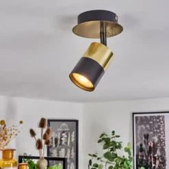 Plafonnier Barasat Laiton, Noir, 1 lumière