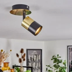 Plafonnier Barasat Laiton, Noir, 1 lumière