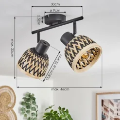 Plafonnier Barayn Noir, 2 lumières