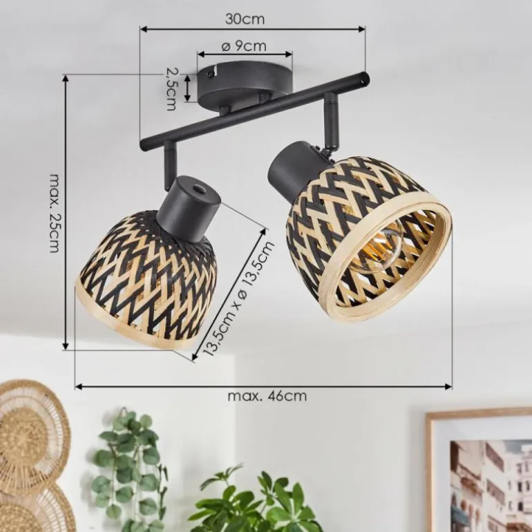 Plafonnier Barayn Noir, 2 lumières