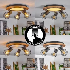 Plafonnier Bardhaman LED Chrome, Couleur bois, Noir, Blanc, 1 lumière