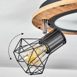 Plafonnier Bardhaman LED Chrome, Couleur bois, Noir, Blanc, 1 lumière