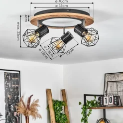 Plafonnier Bardhaman LED Chrome, Couleur bois, Noir, Blanc, 1 lumière