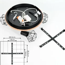 Plafonnier Bardhaman LED Chrome, Couleur bois, Noir, Blanc, 1 lumière