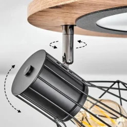 Plafonnier Bardhaman LED Chrome, Couleur bois, Noir, Blanc, 1 lumière