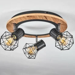 Plafonnier Bardhaman LED Chrome, Couleur bois, Noir, Blanc, 1 lumière