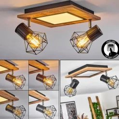 Plafonnier Bardhaman LED Chrome, Couleur bois, Noir, Blanc, 3 lumières