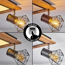 Plafonnier Bardhaman LED Chrome, Couleur bois, Noir, Blanc, 3 lumières