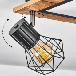 Plafonnier Bardhaman LED Chrome, Couleur bois, Noir, Blanc, 3 lumières