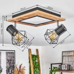 Plafonnier Bardhaman LED Chrome, Couleur bois, Noir, Blanc, 3 lumières