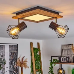 Plafonnier Bardhaman LED Chrome, Couleur bois, Noir, Blanc, 3 lumières