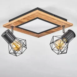 Plafonnier Bardhaman LED Chrome, Couleur bois, Noir, Blanc, 3 lumières