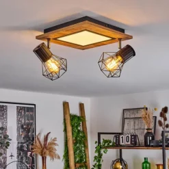 Plafonnier Bardhaman LED Chrome, Couleur bois, Noir, Blanc, 3 lumières