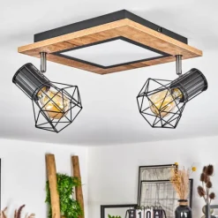 Plafonnier Bardhaman LED Chrome, Couleur bois, Noir, Blanc, 3 lumières