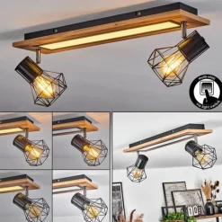 Plafonnier Bardhaman LED Chrome, Couleur bois, Noir, Blanc, 3 lumières