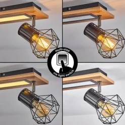 Plafonnier Bardhaman LED Chrome, Couleur bois, Noir, Blanc, 3 lumières