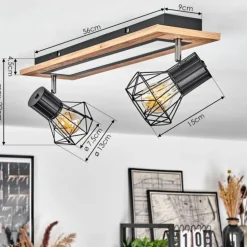 Plafonnier Bardhaman LED Chrome, Couleur bois, Noir, Blanc, 3 lumières