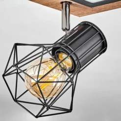 Plafonnier Bardhaman LED Chrome, Couleur bois, Noir, Blanc, 3 lumières