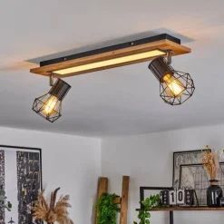 Plafonnier Bardhaman LED Chrome, Couleur bois, Noir, Blanc, 3 lumières