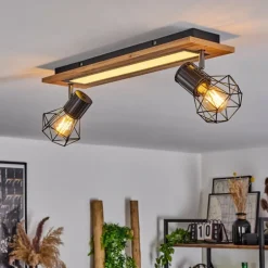 Plafonnier Bardhaman LED Chrome, Couleur bois, Noir, Blanc, 3 lumières