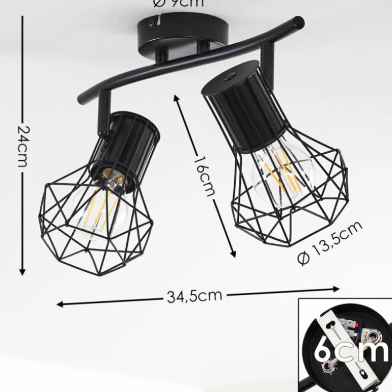 Plafonnier Bardhaman Noir, 2 lumières