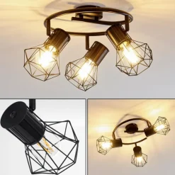 Plafonnier Bardhaman Noir, 3 lumières