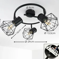 Plafonnier Bardhaman Noir, 3 lumières