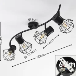 Plafonnier Bardhaman Noir, 4 lumières