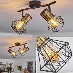 Plafonnier Bardhaman Noir, 2 lumières