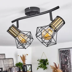 Plafonnier Bardhaman Noir, 2 lumières