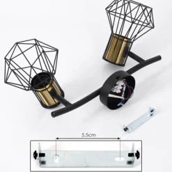 Plafonnier Bardhaman Noir, 2 lumières