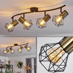 Plafonnier Bardhaman Noir, 4 lumières