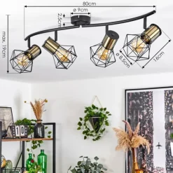 Plafonnier Bardhaman Noir, 4 lumières