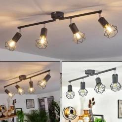 Plafonnier Baripada Anthracite, Chrome, 4 lumières