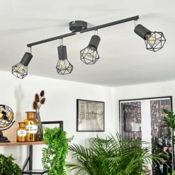 Plafonnier Baripada Anthracite, Chrome, 4 lumières