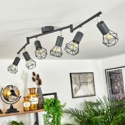 Plafonnier Baripada Anthracite, Chrome, 6 lumières