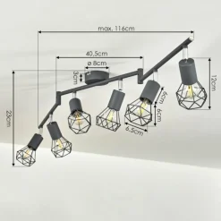 Plafonnier Baripada Anthracite, Chrome, 6 lumières