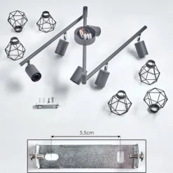 Plafonnier Baripada Anthracite, Chrome, 6 lumières