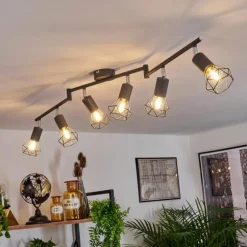 Plafonnier Baripada Anthracite, Chrome, 6 lumières