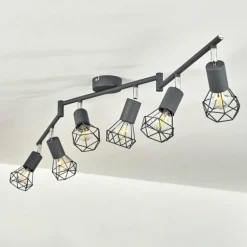 Plafonnier Baripada Anthracite, Chrome, 6 lumières