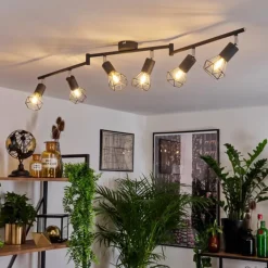 Plafonnier Baripada Anthracite, Chrome, 6 lumières