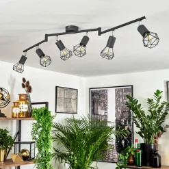 Plafonnier Baripada Anthracite, Chrome, 6 lumières