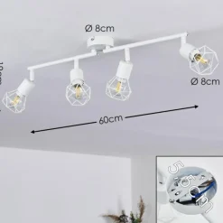 Plafonnier Baripada Blanc, 4 lumières