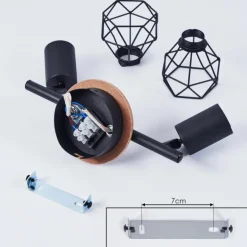 Plafonnier Baripada Bois foncé, Noir, 2 lumières