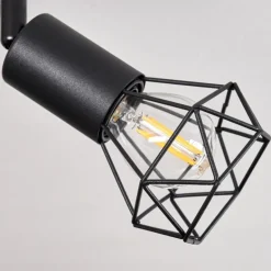 Plafonnier Baripada Bois foncé, Noir, 4 lumières