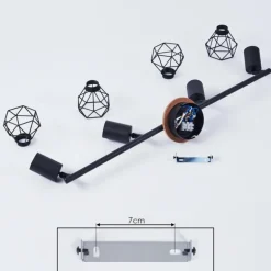 Plafonnier Baripada Bois foncé, Noir, 4 lumières